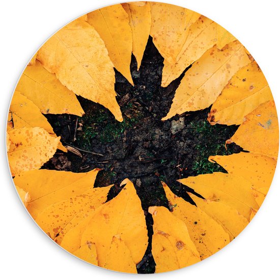 PVC Schuimplaat Muurcirkel - Bladeren - Herfst - Canada - Gras - 60x60 cm Foto op Muurcirkel (met ophangsysteem)