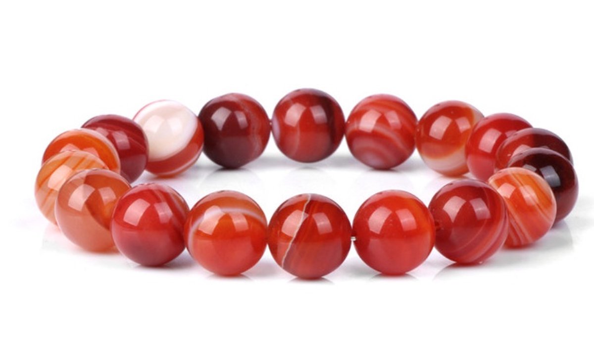 Bixorp Gems Vuur Agaat Edelstenen Armband 10mm - Edelsteen Kralenarmband - Spiritueel Cadeau - 18cm