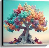Canvas - Fantasie Boom Vol Kleurrijke Bladeren - 60x60 cm Foto op Canvas Schilderij (Wanddecoratie op Canvas)