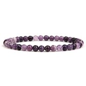 Bixorp Gems Paarse Mica Chalcedoon Edelsteen Armband 4mm - Edelstenen Kralenarmband - Spiritueel Cadeau - 18cm