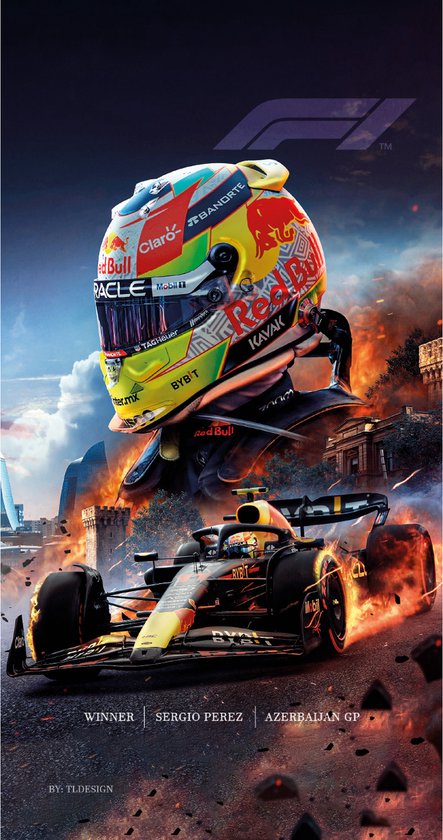 Formule 1 - Badhanddoek - Sergio Perez Azerbaijan - 2023 - 70x140 cm
