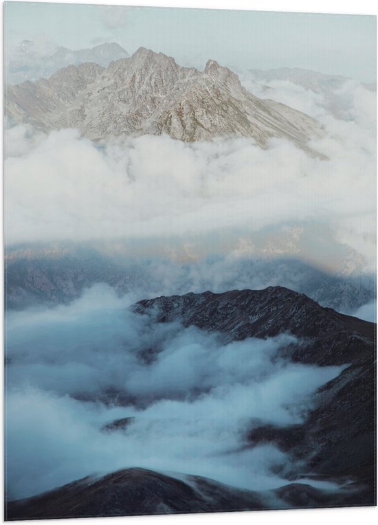 Vlag - Bergen - Wolken - 70x105 cm Foto op Polyester Vlag