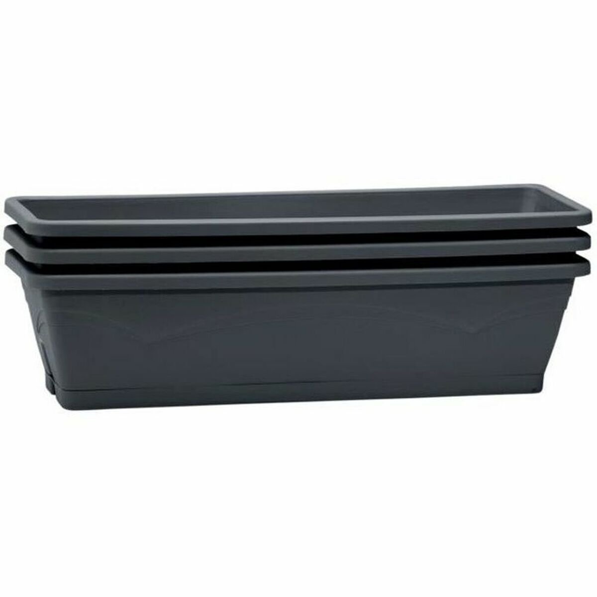 Bol.com EDA Set van 3 jardinieres balkon Symphony - 3 x 6 L - 50 x 15 x 12 cm - Antracietgrijs aanbieding
