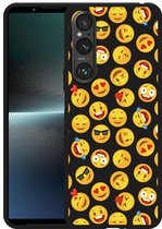Cazy Hoesje Zwart geschikt voor Sony Xperia 1 V Emoji