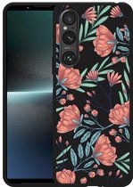 Cazy Hoesje Zwart geschikt voor Sony Xperia 1 V Poppy Roses
