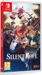 De zijkant van de Nintendo Switch-game 'Silent Hope' met de titel op een rode achtergrond, naast de cover art met zeven anime-personages.