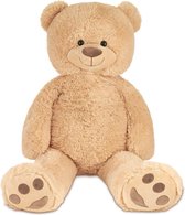 Teddy beer knuffel van zachte pluche - 64 cm zittend/100 cm staand - lichtbruin
