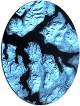 Dibond Ovaal - Blauwe Abstracte Vlakken - 42x56 cm Foto op Ovaal (Met Ophangsysteem)