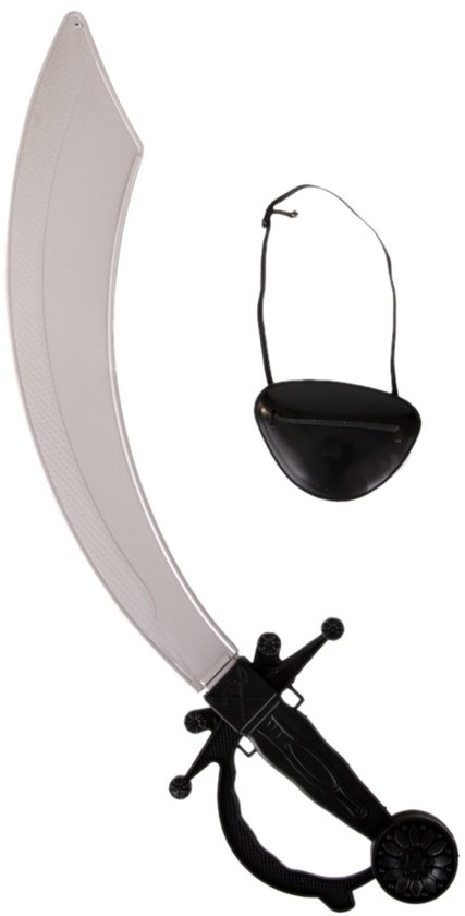 Zwaard - Piraat - Met Ooglapje - Zwart Grijs - 45 Cm