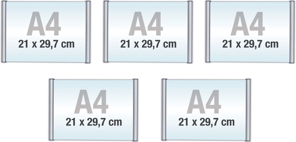 5 pack A4/Bewegwijzeringsborden met Klikprofiel /formaat 21x29,7cm/wegwijs bordjes/aluminium deurbordjes/naambordje kantoor/route bordje/aanwijs bordje/zelfklevend/verwijs bord/ informatie bord.
