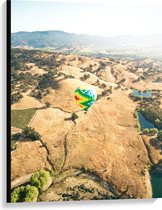 Canvas - Bergen - Luchtballon - Water - Bomen - 75x100 cm Foto op Canvas Schilderij (Wanddecoratie op Canvas)