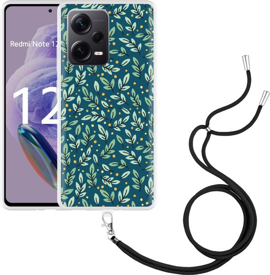 Cazy Hoesje Met Koord Geschikt Voor Xiaomi Redmi Note 12 Pro 5g Blaadjespatroon 5635