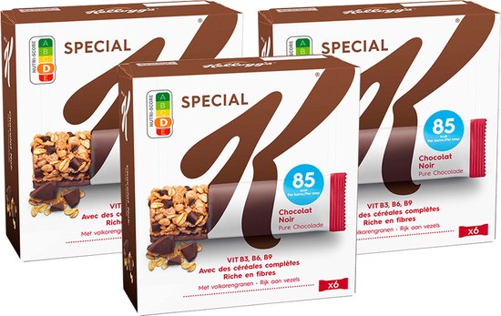 Barres protéinées Special K Chocolat - aux grains entiers - riches en  fibres - 129g x 3