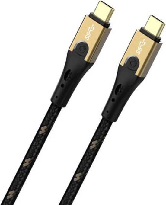 Oehlbach USB-kabel USB 3.2 Gen2 (USB 3.1 Gen2) USB-C stekker, USB-C stekker 0.50 m Zwart/goud D1C9530