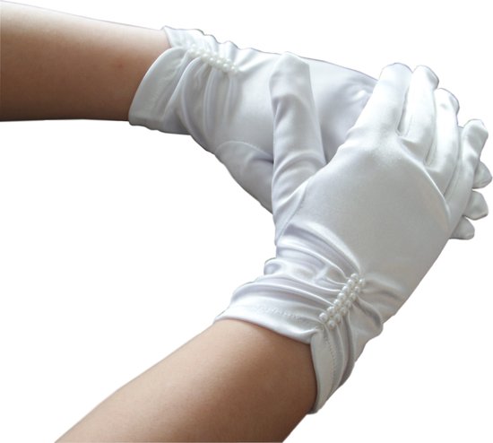 Jessidress® Communie Accessoires Elegante Gala Handschoenen met parels Communie Handschoenen Gala Handschoenen met parels - Wit