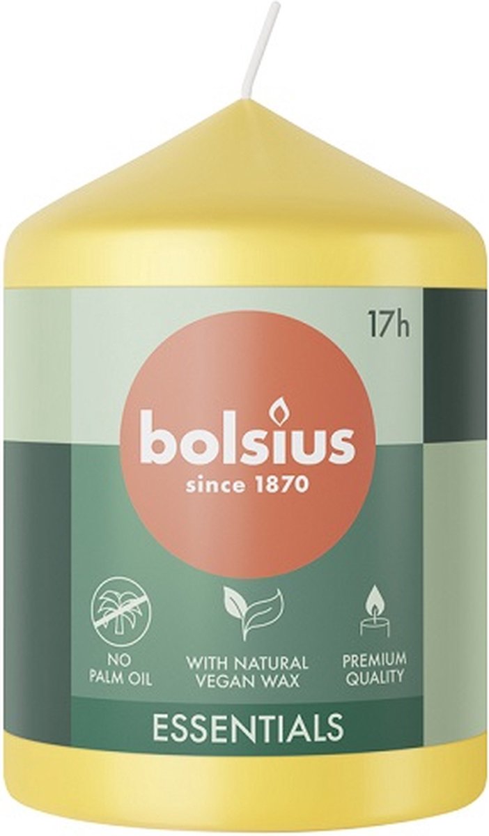 4 stuks Bolsius zonnen geel stompkaarsen 80/58 (17 uur) sunny yellow