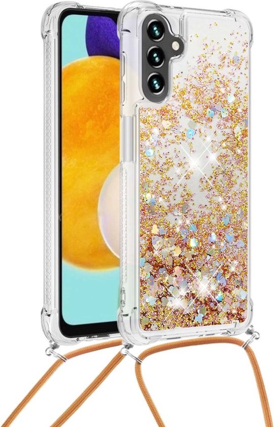 Coverup Liquid Glitter Back Cover avec Cordon - Coque Samsung Galaxy A54 - Or