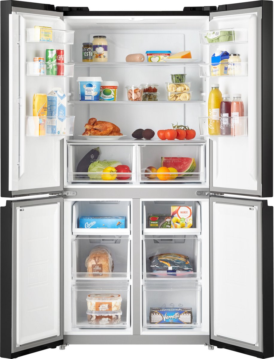 Inventum SKV4178B No Frost energiezuinige Amerikaanse koelkast - 474 liter - Digitaal display - Stil: 37 dB - Supervriezen - Superkoelen - Vershoudlade - 4 deuren - Zwart — afbeelding 3