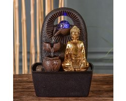 Kamerfontein Boeddha Bhava (25cm) | Binnenfontein | Waterornament | Incl. LED Verlichting | Feng Shui Webwinkel