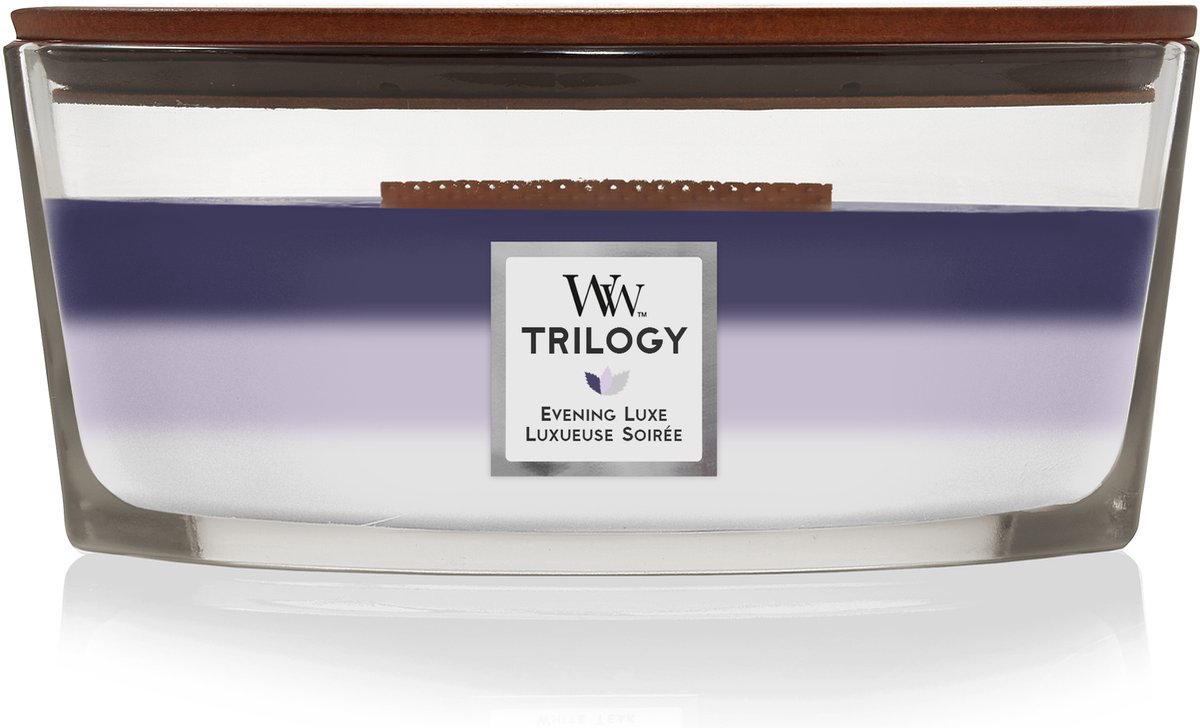 WoodWick Heartwick Flame Trilogy Ellipse Geurkaars - Evening Luxe - 50 branduren Meerkleurig