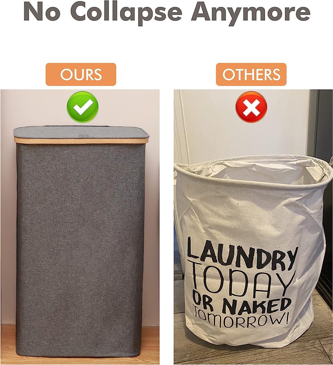 COSTWAY 115L wasmand met deksel, washamper 2 compartimenten, niet
