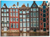 Dibond - Traditionele Grachtenpanden van Amsterdam in Verschillende Kleuren - 40x30 cm Foto op Aluminium (Wanddecoratie van metaal)