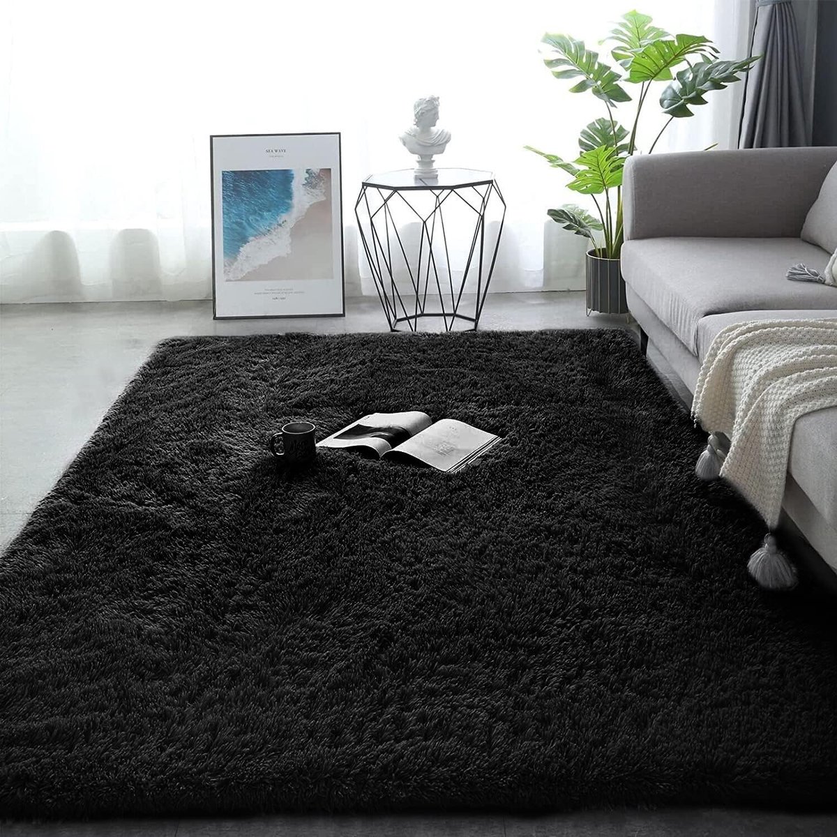 Tapis de Salon Chambre - Shaggy Yoga Moquette - Microfibre Extra