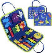 Busy Board - BIEK20® - Blauw Activiteitenbord - Montessori Speelgoed - Motoriek Speelgoed - Activity board - Educatief Speelgoed - Interactief Speelgoed - Kinderspeelgoed - Leerzaam Speelgoed - Ik leer veters strikken knopen leggen klok kijken