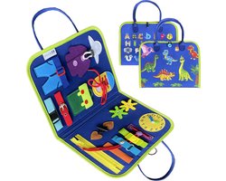 foto van Busy Board - BIEK20® - Blauw Activiteitenbord - Montessori Speelgoed - Motoriek Speelgoed - Activity board - Educatief Speelgoed - Interactief Speelgoed - Kinderspeelgoed - Leerzaam Speelgoed - Ik leer veters strikken knopen leggen klok kijken