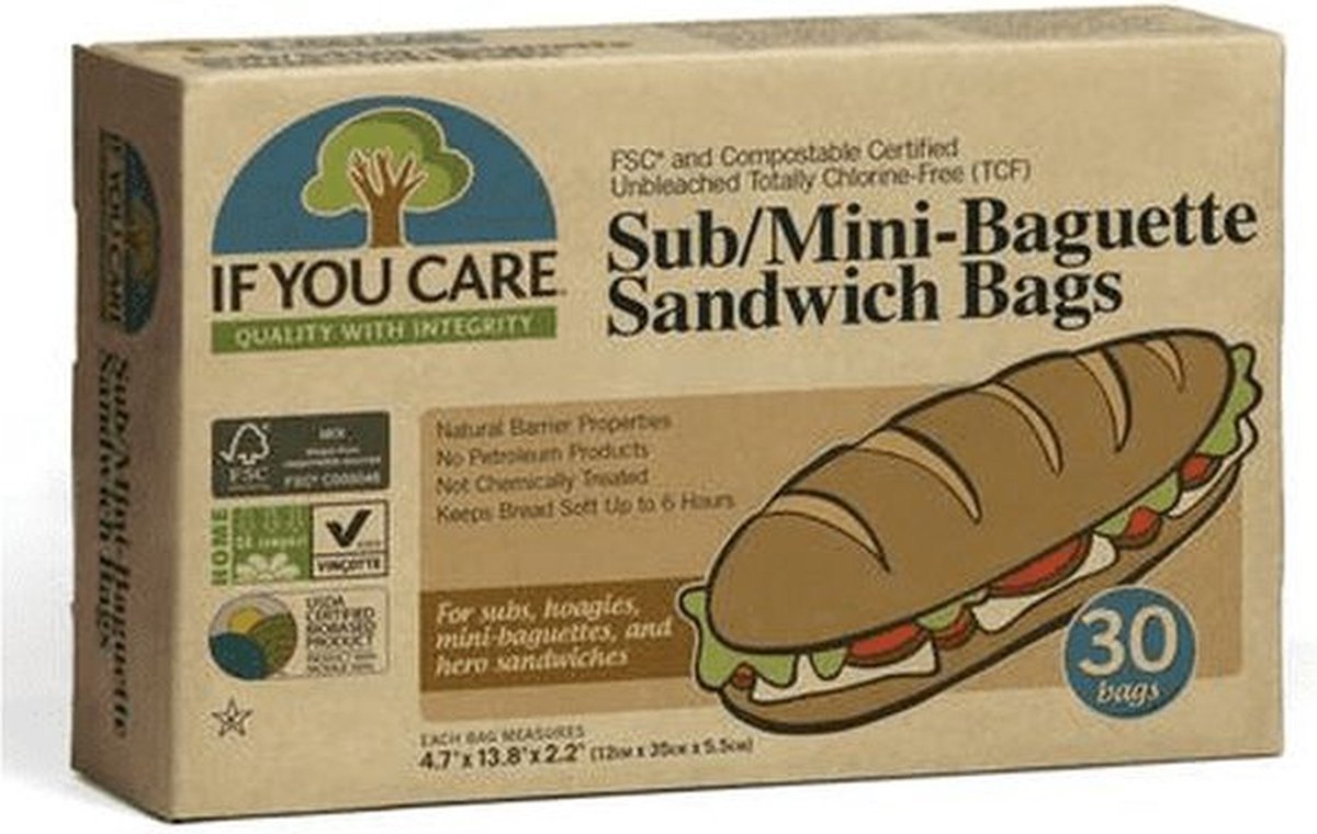 If You Care - Mini Baquette en Sandwich Bags - FSC ongebleekt - 30 stuks - 12x35x5.5 cm
