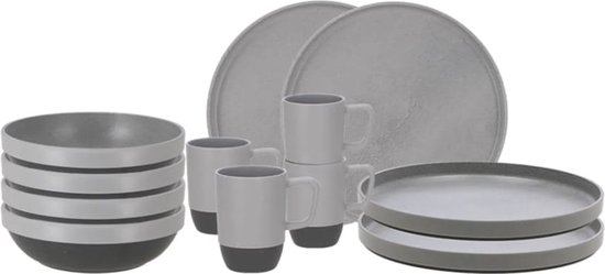 Travellife Vita Camping Serviesset Grijs 12-delig - Keramiek look - Stevig en krasbestendig melamine van Travellife — afbeelding 3