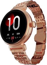 HiFuture Aura Smartwatch dames, 1,08 inch roestvrijstalen AMOLED-display, Stappenteller, Hartslagmeter, polshartslagmeter, echte Sp02-sensoren, IP68 waterdicht, activiteitenteller, magnetische lading compatibel met Android en iOS, kleur (Goud)