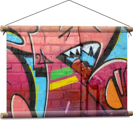 Textielposter - Muurschildering met Grafitti in Meerdere Kleuren - 60x40 cm Foto op Textiel