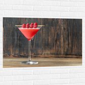 Muursticker - Roze Cocktail met Frambozen - 105x70 cm Foto op Muursticker