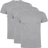 3 Pack Roly Dogo Premium Heren T-Shirt 100% katoen Ronde hals Licht Grijs gemeleerd Maat L
