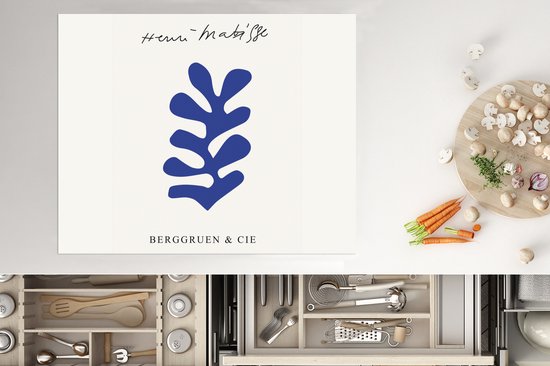 KitchenYeah® Inductie beschermer 65x52 cm - Abstract - Blauw - Kunst - Matisse - Kookplaataccessoires - Afdekplaat voor kookplaat - Inductiebeschermer - Inductiemat - Inductieplaat mat