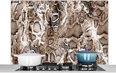 Spatscherm keuken 120x80 cm - Kookplaat achterwand Dierenprint - Vormen - Bruin - Muurbeschermer - Spatwand fornuis - Hoogwaardig aluminium