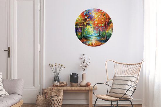 WallCircle - Cercle Mural - Cercle Mural - Paysage - Forêt - Couleurs - Nature - Aluminium - Dibond - 60x60 cm - Intérieur et Extérieur
