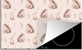 KitchenYeah® Inductie beschermer 89.6x51.6 cm - Winter - Patronen - Konijn - Beer - Kookplaataccessoires - Afdekplaat voor kookplaat - Inductiebeschermer - Inductiemat - Inductieplaat mat