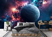 Fotobehang - Universum - Heelal - Sterren - Galaxy - Planeet - Maan - Astronomie - Vliesbehang- 254x184cm (lxb)