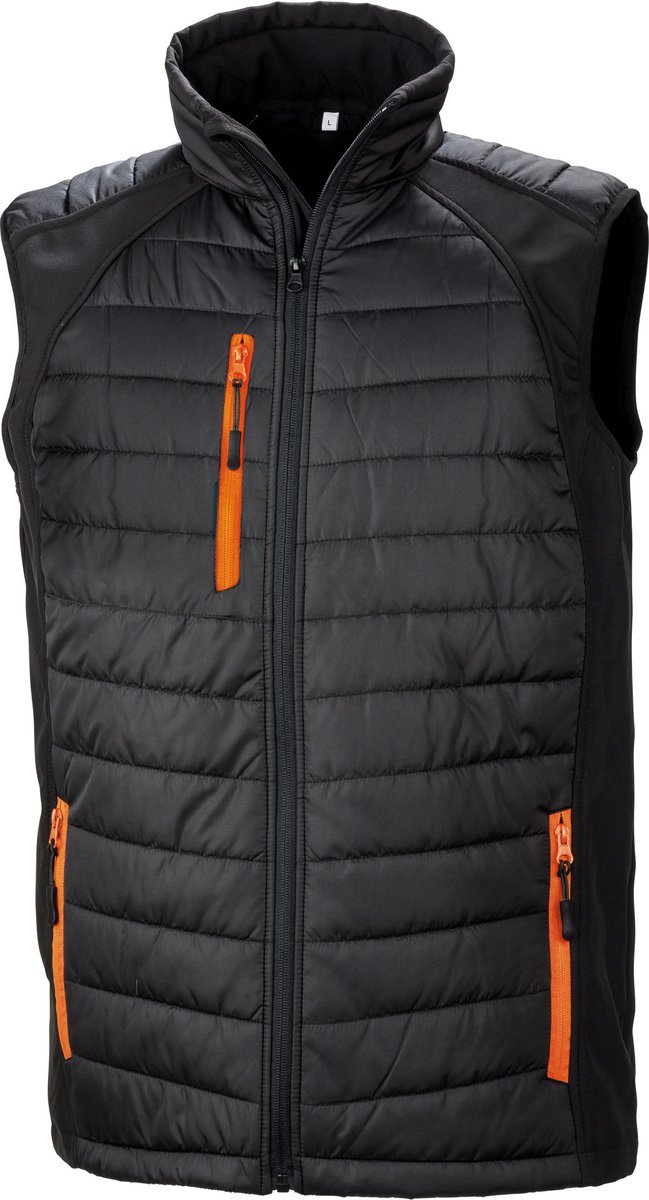 Black Compass gewatteerde softshell bodywarmer 'Result' Black/Lime - S