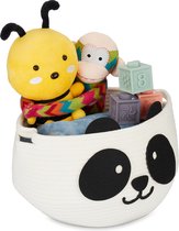 Relaxdays opbergmand kinderkamer - Ø 35 cm - panda - speelgoedmand - katoen - babykamer