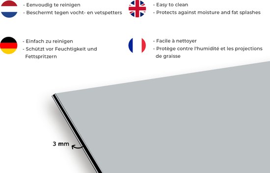Spatscherm keuken 80x40 cm - Kookplaat achterwand Interieur - Grijs - Licht - Muurbeschermer - Spatwand fornuis - Hoogwaardig aluminium
