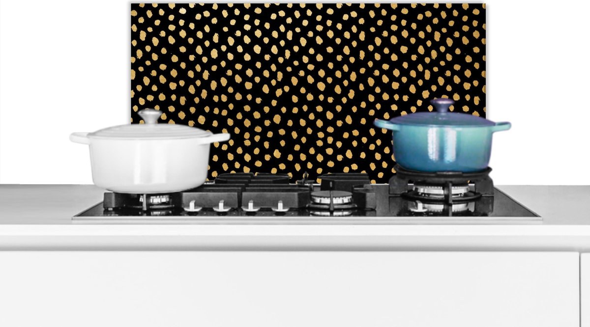 Spatscherm - Stippen - Goud - Patronen - Muurbeschermer - Keuken - Spatscherm keuken - 60x30 cm