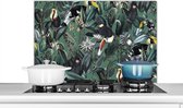 Spatscherm keuken 90x60 cm - Kookplaat achterwand Bloemen - Vogel- Collage - Muurbeschermer - Spatwand fornuis - Hoogwaardig aluminium