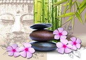 Flowers With Zen Stones Photo Wallcovering