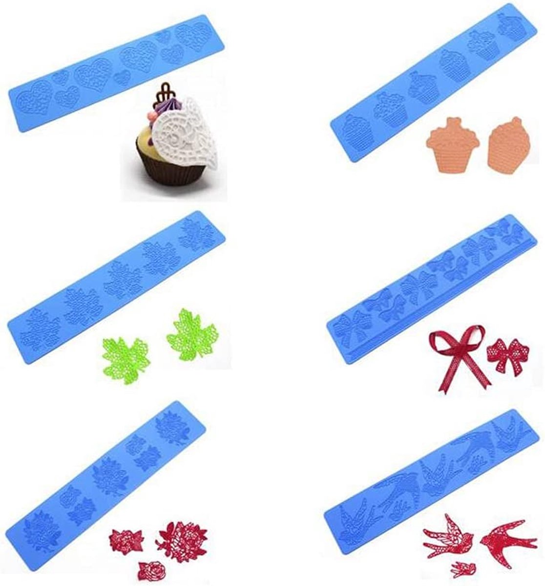 Embossing Lace Fondant Mal, Multi Cirkel Bloemen Kant Mat