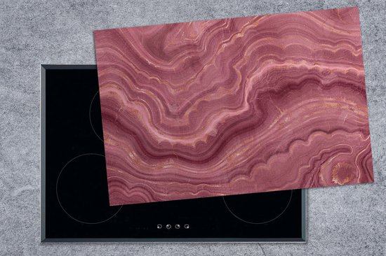 KitchenYeah® Inductie beschermer 77x51 cm - Roze - Geode - Stenen - Agaat - Kookplaataccessoires - Afdekplaat voor kookplaat - Inductiebeschermer - Inductiemat - Inductieplaat mat