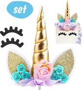 New Age Devi - "Unicorn Cake Topper - Blauw & Roze - Glitter - Verjaardagstaart Goud - Eenhoorn Versiering - Taart Decoratie - Traktatie - Taarttopper Verjaardag - Taart Topper Feestje"
