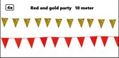 4x Vlaggenlijn Red and Gold party 10 meter - rood en goud - Festival thema feest party verjaardag gala jubileum